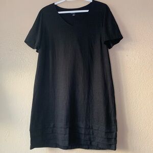 Nicole Miller Linen Blend Black Tulip Sleeve Coastal 
Mini Dress Size M